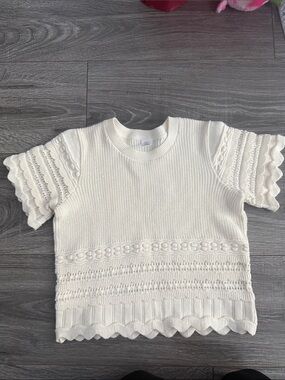 GAP Cream Knit Short-Sleeve Textured Top